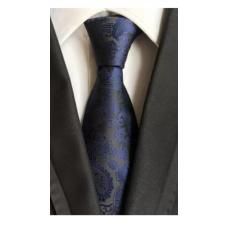 Stropdas donkerblauw zwart Paisley